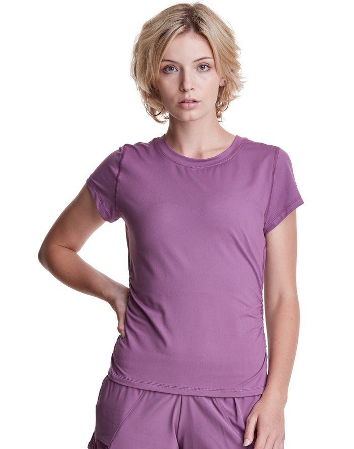 Champion Soft Touch Ruched Side Kadın Tişört Mor ( IRVZBM190 )